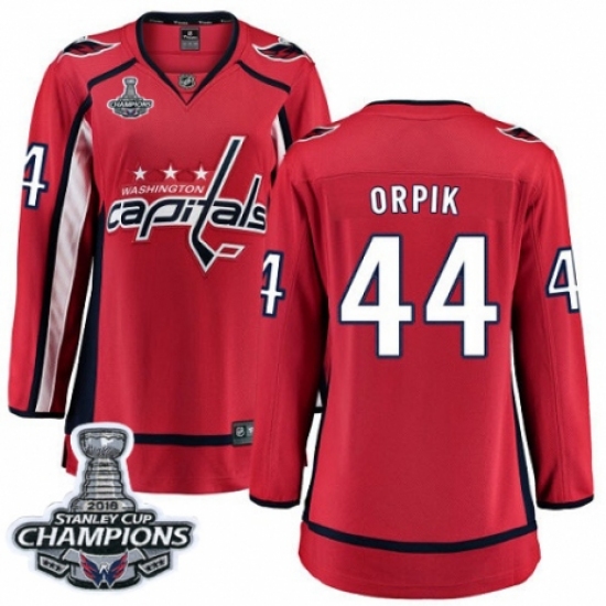 Women's Washington Capitals #44 Brooks Orpik Fanatics Branded Red Home Breakaway 2018 Stanley Cup Final Champions NHL Jersey - Ujersey