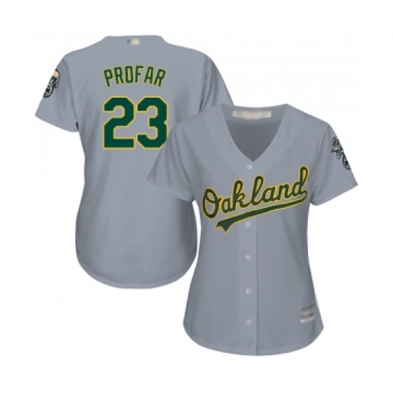 Women's Oakland Athletics #23 Jurickson Profar Replica Grey Road Cool Base Baseball Jersey