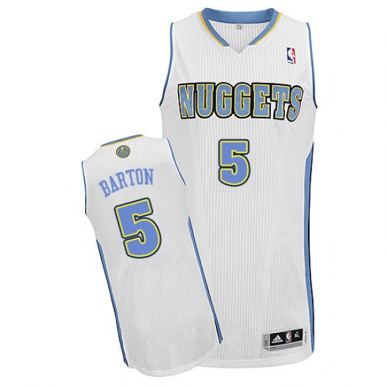 Men's Adidas Denver Nuggets #5 Will Barton Authentic White Home NBA Jersey - Ujersey