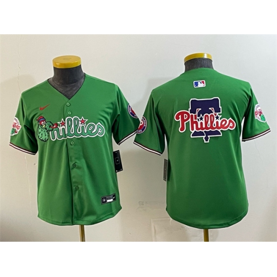 Youth Philadelphia Phillies Team Big Logo Green Phanatic Limited Stitched Jersey - Ujersey