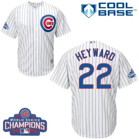 Youth Majestic Chicago Cubs #22 Jason Heyward Authentic White Home 2016 World Series Champions Cool Base MLB Jersey - Ujersey