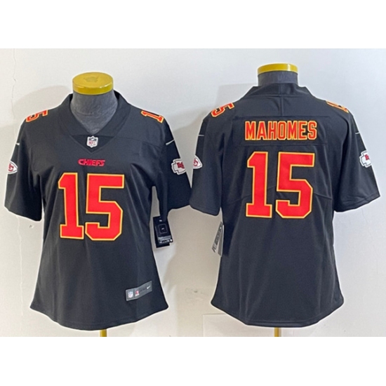 Women's Kansas City Chiefs #15 Patrick Mahomes Black Vapor Untouchable Limited Football Stitched Jersey(Run Small) - Ujersey