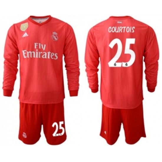 Real Madrid #25 Courtois Third Long Sleeves Soccer Club Jersey