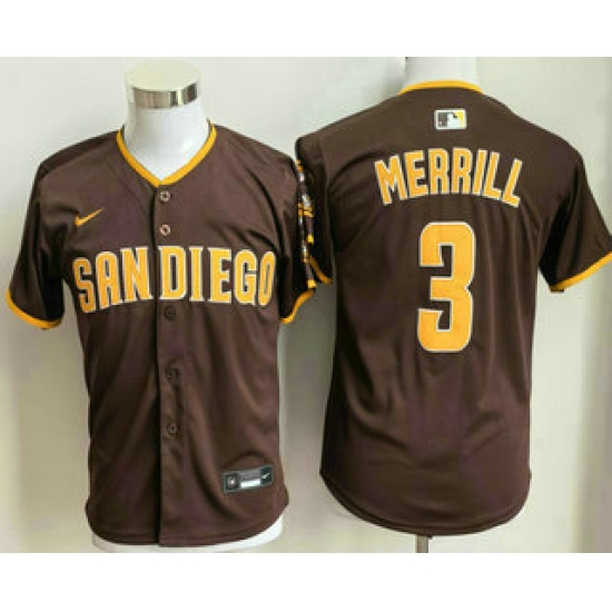 Youth San Diego Padres #3 Jackson Merrill Brown Limited Jersey - Ujersey