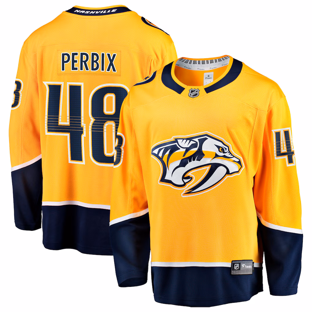 Men's Nashville Predators Nick Perbix Fanatics Gold Home Breakaway Jersey - Ujersey