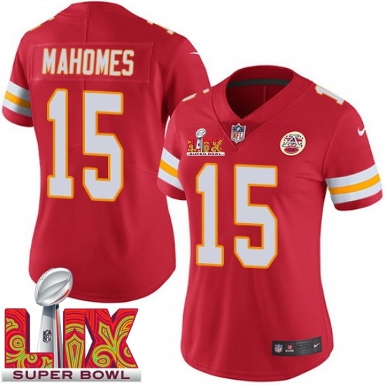 Women Kansas City Chiefs Patrick Mahomes #15 Red 2024 2025 Super Bowl LIX F U S E Stitched Jersey - Ujersey