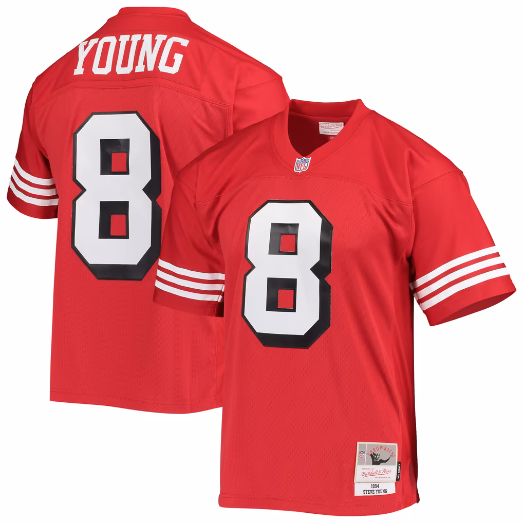 Men's San Francisco 49ers Steve Young Mitchell & Ness Scarlet Legacy Replica Jersey - U-jersey