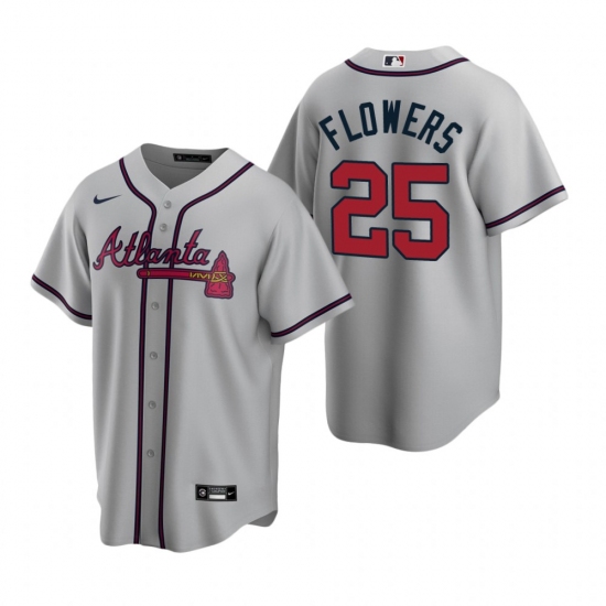 Men's Nike Atlanta Braves #25 Tyler Flowers Gray Road Stitched Baseball Jersey - Ujersey