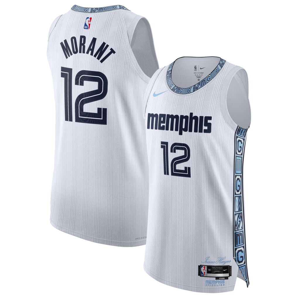 Unisex Memphis Grizzlies Ja Morant Nike White 2025/26 Authentic Jersey - City Edition