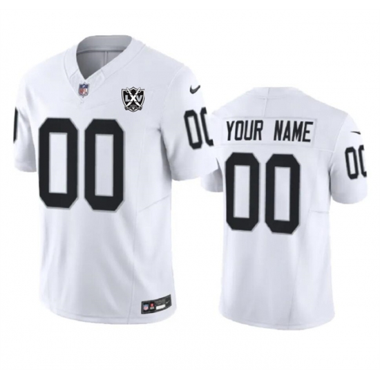 Men's Las Vegas Raiders Active Player Custom White 2024 F.U.S.E 65th Anniversary Patch Vapor Football Stitched Jersey - Ujersey