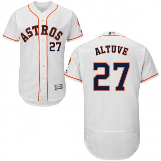 Men's Majestic Houston Astros #27 Jose Altuve White Home Flex Base Authentic Collection MLB Jersey - Ujersey