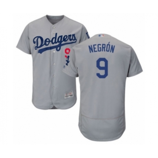 Men's Los Angeles Dodgers #9 Kristopher Negron Gray Alternate Flex Base Authentic Collection Baseball Player Jersey - Ujersey