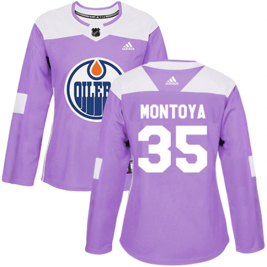 Women's Adidas Edmonton Oilers #35 Al Montoya Authentic Purple Fights Cancer Practice NHL Jersey - Ujersey