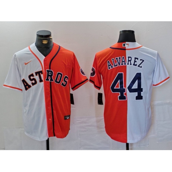 Men's Houston Astros #44 Yordan Alvarez White Orange Split Stitched Baseball Jersey - Ujersey