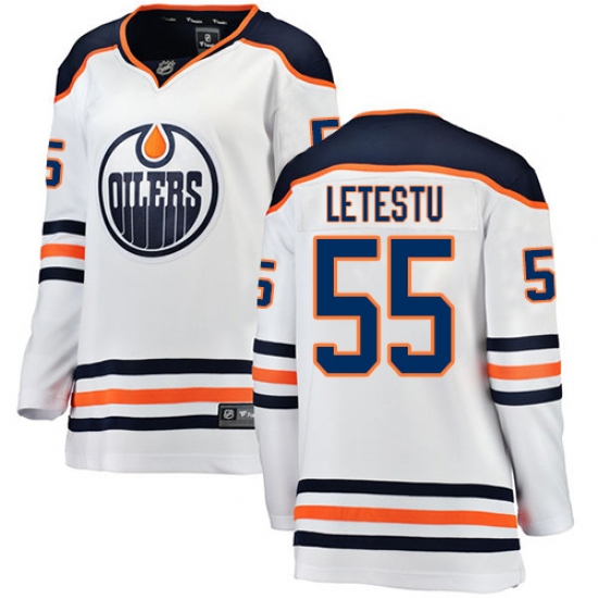 Women's Edmonton Oilers #55 Mark Letestu Authentic White Away Fanatics Branded Breakaway NHL Jersey - Ujersey
