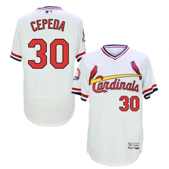 Men's Majestic St. Louis Cardinals #30 Orlando Cepeda White Flexbase Authentic Collection Cooperstown MLB Jersey - Ujersey