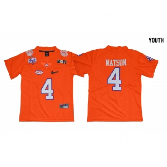Clemson Tigers 4 Deshaun Watson Orange Youth Diamond Logo 1975-1978 Fuller College Jersey - Ujersey