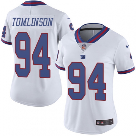 Women's Nike New York Giants #94 Dalvin Tomlinson Limited White Rush Vapor Untouchable NFL Jersey - Ujersey