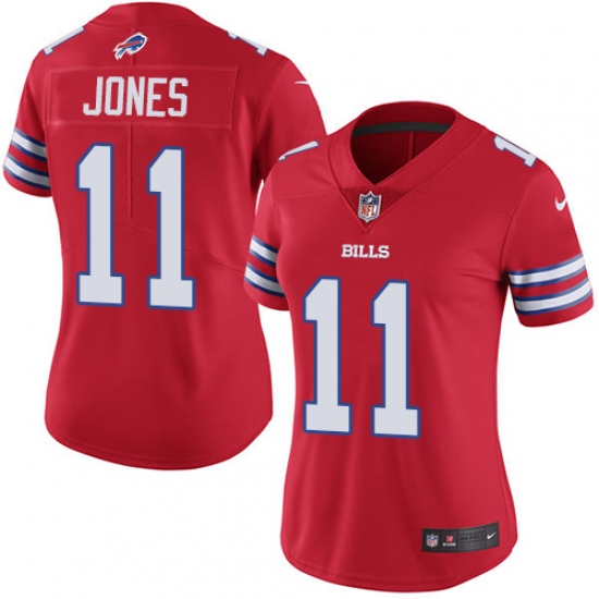 Women's Nike Buffalo Bills #11 Zay Jones Limited Red Rush Vapor Untouchable NFL Jersey - Ujersey