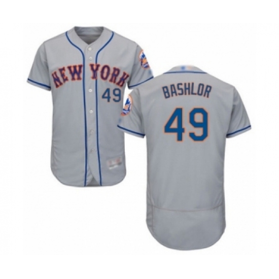 Men's New York Mets #49 Tyler Bashlor Grey Road Flex Base Authentic Collection Baseball Player Jersey - Ujersey