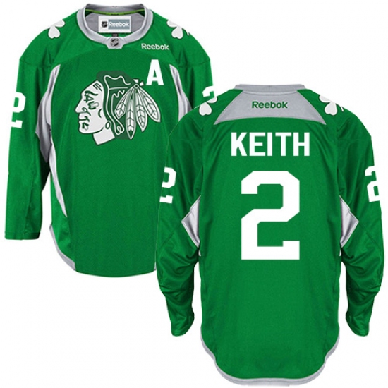 Men's Reebok Chicago Blackhawks #2 Duncan Keith Authentic Green Practice NHL Jersey - Ujersey