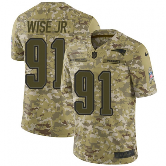 Men's Nike New England Patriots #91 Deatrich Wise Jr Limited Camo 2018 Salute to Service NFL Jersey - Ujersey