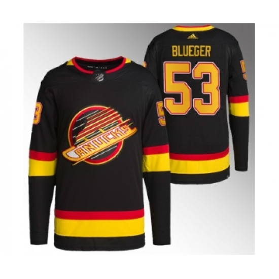 Men's Vancouver Canucks #53 Teddy Blueger Black Retro Stitched Jersey - Ujersey