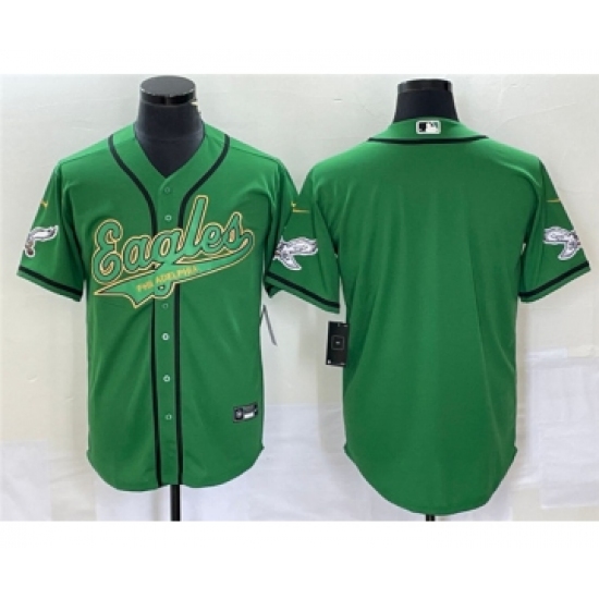 Men's Nike Philadelphia Eagles Blank Green Cool Base Stitched Baseball Jersey - Ujersey