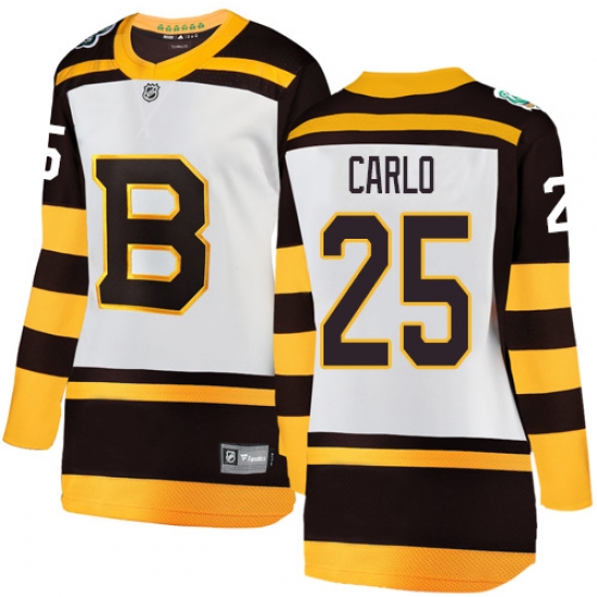 Women's Boston Bruins #25 Brandon Carlo White 2019 Winter Classic Fanatics Branded Breakaway NHL Jersey - Ujersey