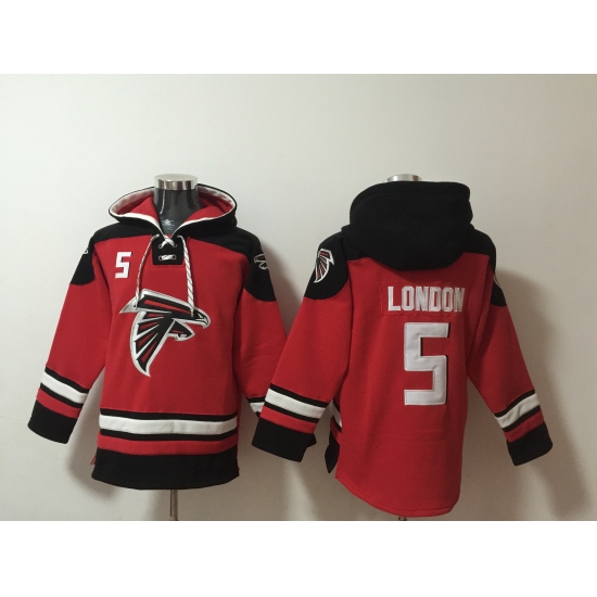 Men's Atlanta Falcons #5 Drake London Red Ageless Must-Have Lace-Up Pullover Hoodie - Ujersey