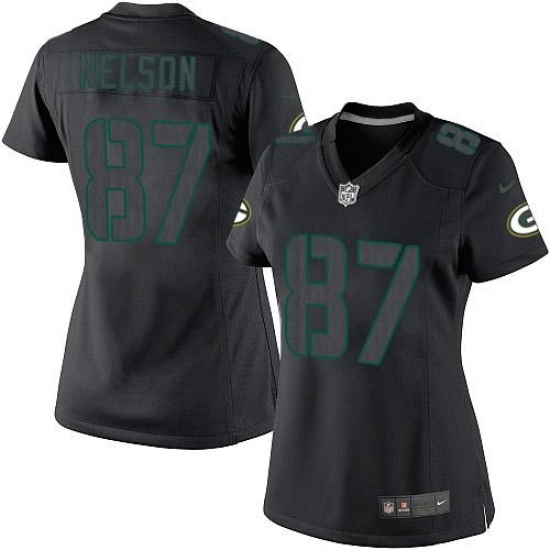 Women's Nike Green Bay Packers #87 Jordy Nelson Limited Black Impact NFL Jersey