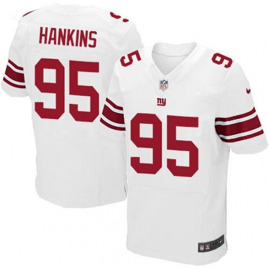 Men's Nike New York Giants #95 Johnathan Hankins Elite White Jersey - Ujersey