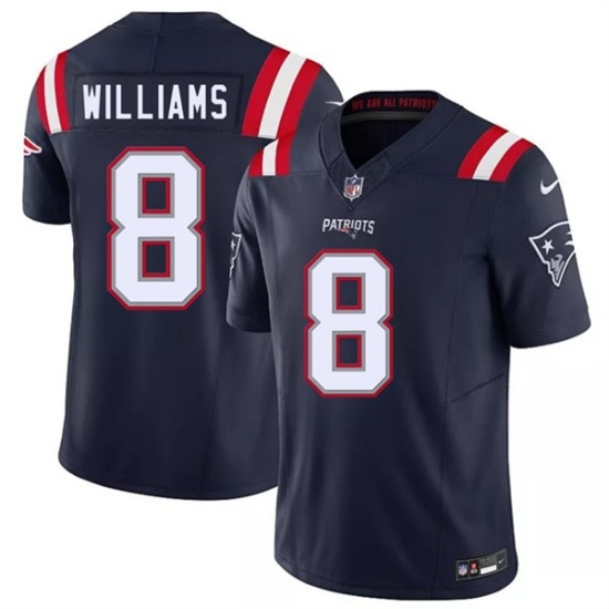 Men's New England Patriots #8 Kyle Williams Navy 2026 F.U.S.E. Vapor Limited Football Stitched Jersey - Ujersey