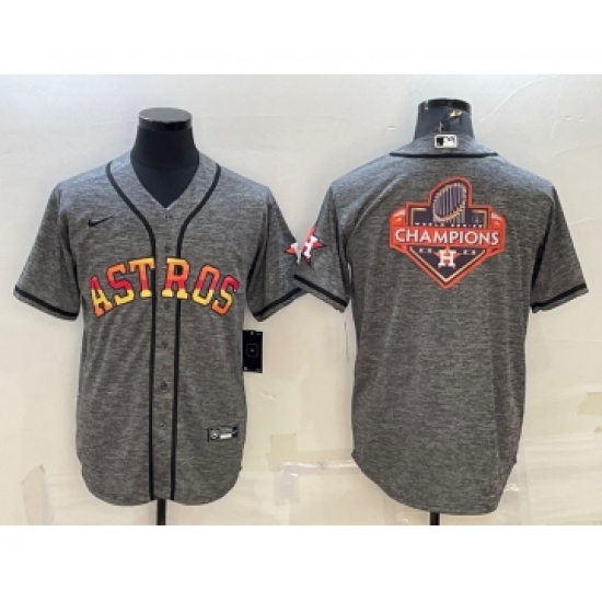 Men's Houston Astros Grey Gridiron Team Big Logo Cool Base Stitched Baseball Jersey - Ujersey