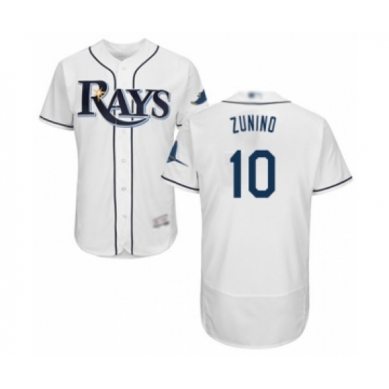 Men's Tampa Bay Rays #10 Mike Zunino Home White Home Flex Base Authentic Collection Baseball Player Jersey - Ujersey