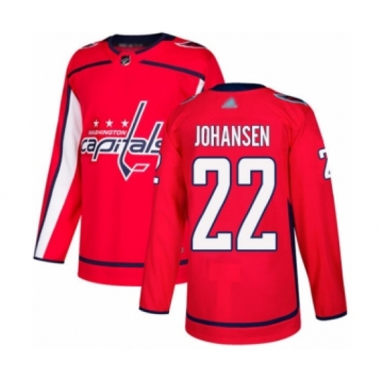 Men's Washington Capitals #22 Lucas Johansen Authentic Red Home Hockey Jersey - Ujersey