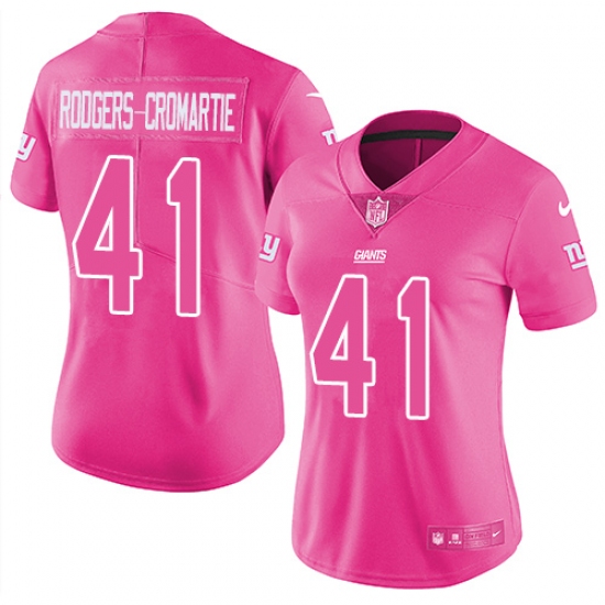Women's Nike New York Giants #41 Dominique Rodgers-Cromartie Limited Pink Rush Fashion NFL Jersey - Ujersey