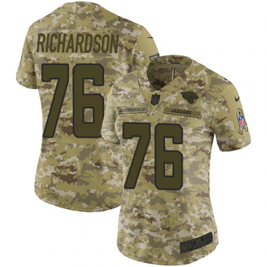 Women's Nike Jacksonville Jaguars #76 Will Richardson Limited Camo 2018 Salute to Service NFL Jersey - Ujersey