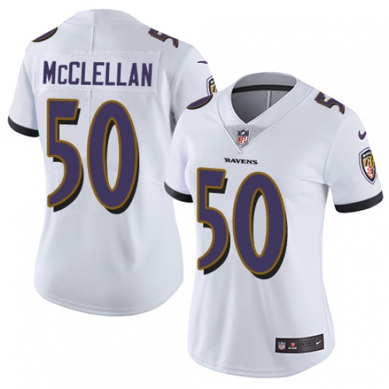 Women's Nike Baltimore Ravens #50 Albert McClellan White Vapor Untouchable Limited Player NFL Jersey - Ujersey
