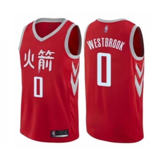Men's Houston Rockets #0 Russell Westbrook Authentic Red Basketball Jersey - City Edition - Ujersey