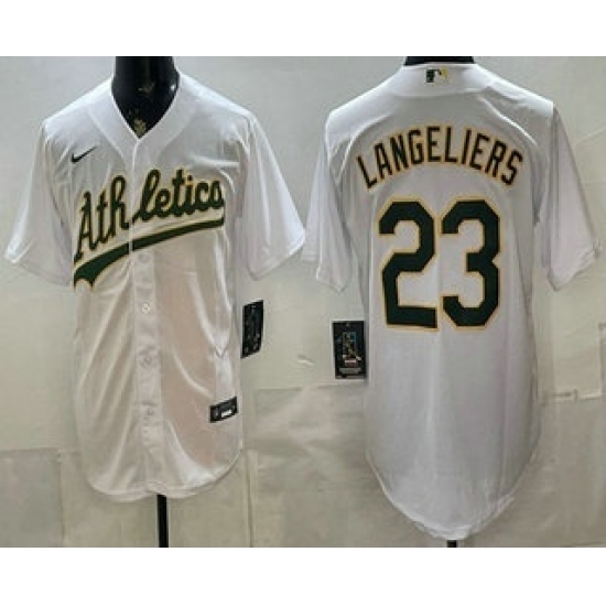 Men's Oakland Athletics #23 Shea Langeliers White Stitched Jersey - Ujersey