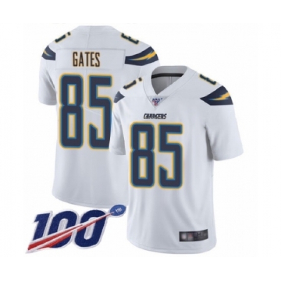 Men's Los Angeles Chargers #85 Antonio Gates White Vapor Untouchable Limited Player 100th Season Football Jersey - Ujersey