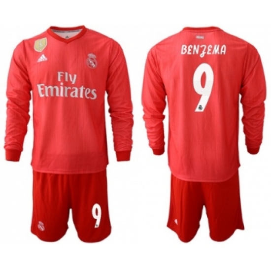 Real Madrid #9 Benzema Third Long Sleeves Soccer Club Jersey