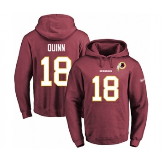 Football Men's Washington Redskins #18 Trey Quinn Red Name & Number Pullover Hoodie - Ujersey
