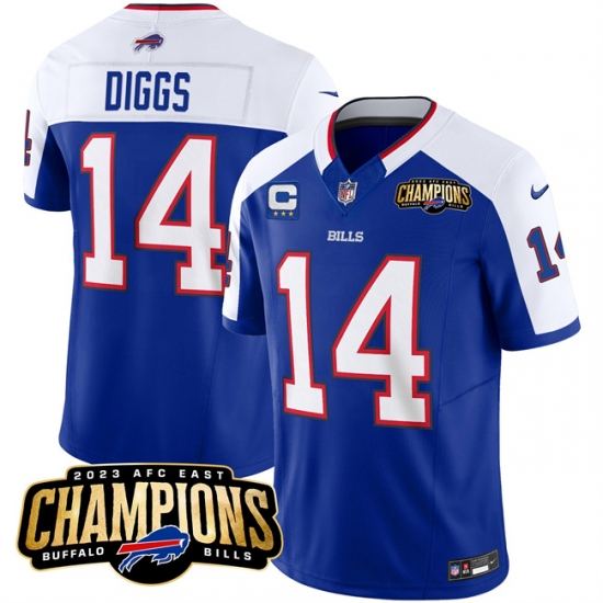 Men's Buffalo Bills #14 Stefon Diggs Blue White 2023 F.U.S.E. AFC East Champions With 4-star C Football Stitched Jersey - Ujersey