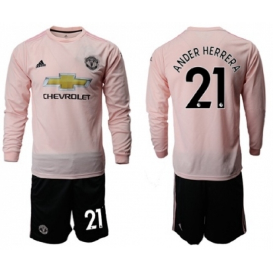 Manchester United #21 Ander Herrera Away Long Sleeves Soccer Club Jersey
