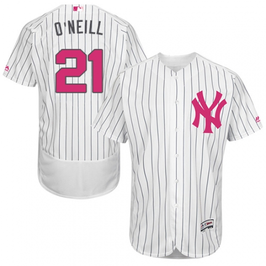 Men's Majestic New York Yankees #21 Paul O'Neill Authentic White 2016 Mother's Day Fashion Flex Base MLB Jersey - Ujersey