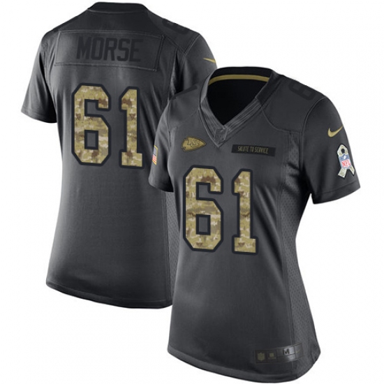 Women's Nike Kansas City Chiefs #61 Mitch Morse Limited Black 2016 Salute to Service NFL Jersey - Ujersey