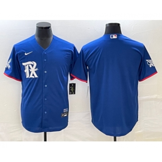 Men's Texas Rangers Blank Royal Blue 2023 City Connect Stitched Baseball Jersey - Ujersey