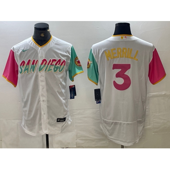 Men's San Diego Padres #3 Jackson Merrill White 2024 City Connect Flex Base Stitched Jersey - Ujersey